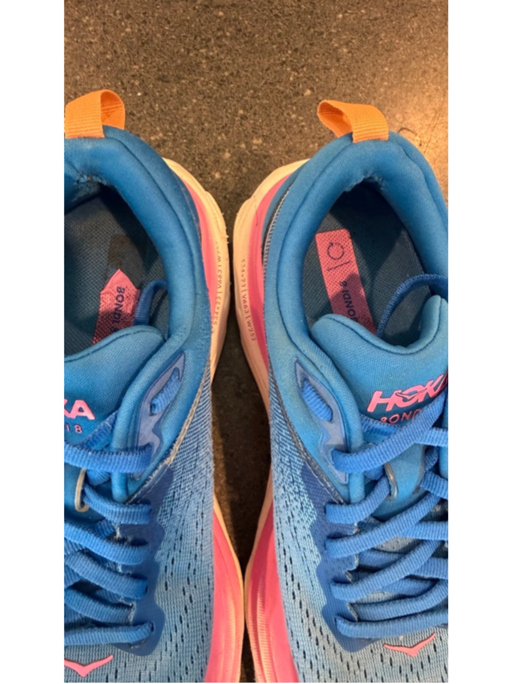Hoka Bondi 8 Blue Pink Orange Women's Running Shoes Size 6.5 - Picture 10 of 14